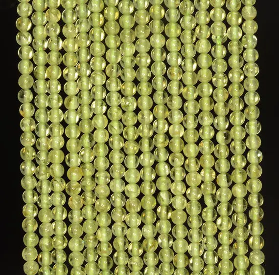 3mm Pedoretes Peridot Gemstone Green Round 3mm Loose Beads 16 Inch Full Strand (90147946-107-3mm F)
