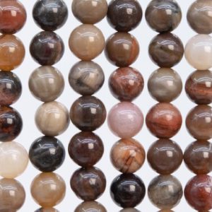 Shop Petrified Wood Beads! Genuine Natural Petrified Wood Jasper Gemstone Beads 6MM Brown Round AAA Quality Loose Beads (111819) | Natural genuine round Petrified Wood beads for beading and jewelry making.  #jewelry #beads #beadedjewelry #diyjewelry #jewelrymaking #beadstore #beading #affiliate #ad