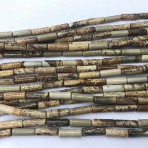 Shop Picture Jasper Bead Shapes! Natural Picture Jasper 4x13mm Column Brown Landscape Gemstone Loose Tube Beads 15 inch Jewelry Supply Bracelet Necklace Material Support | Natural genuine other-shape Picture Jasper beads for beading and jewelry making.  #jewelry #beads #beadedjewelry #diyjewelry #jewelrymaking #beadstore #beading #affiliate #ad