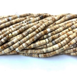 Shop Picture Jasper Round Beads! Yellow Picture Jasper Heishi Round Beads 3mm 4mm, Small Picture Jasper Tube Beads, Yellow Gemstone Seed Beads, Picture Jasper Spacer Beads | Natural genuine round Picture Jasper beads for beading and jewelry making.  #jewelry #beads #beadedjewelry #diyjewelry #jewelrymaking #beadstore #beading #affiliate #ad
