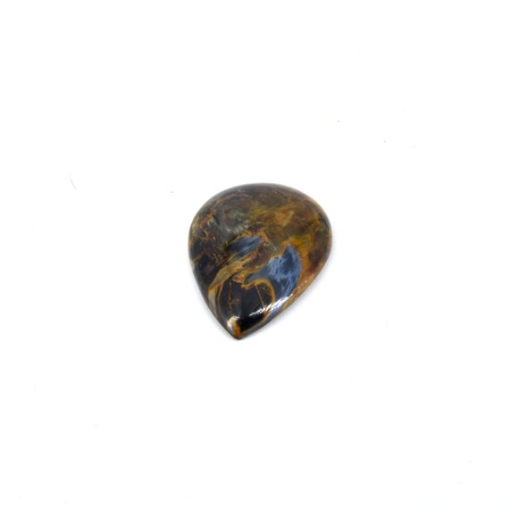 Pietersite Cabochon | Pear Shaped Flat Back Cabochon | 24mm X 34mm - 6mm Dome Height | Ooak Natural Gemstone Cabochon