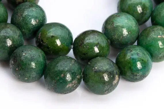 Pyrite Gemstone Beads 8mm Green Round Aaa Quality Loose Beads (102298)