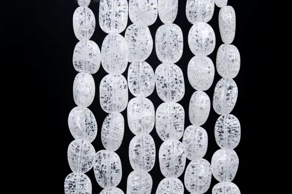 Genuine Natural Crystal Quartz Crack Pattern Gemstone Beads 16x13mm White Pebble Aaa Quality Loose Beads (116653)