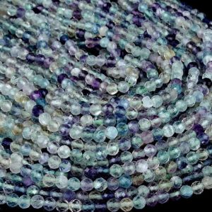 Rainbow Fluorite Gemstone Grade AA Micro Faceted Round 3MM 4MM Beads BULK LOT 1,2,6,12 and 50 (P10)