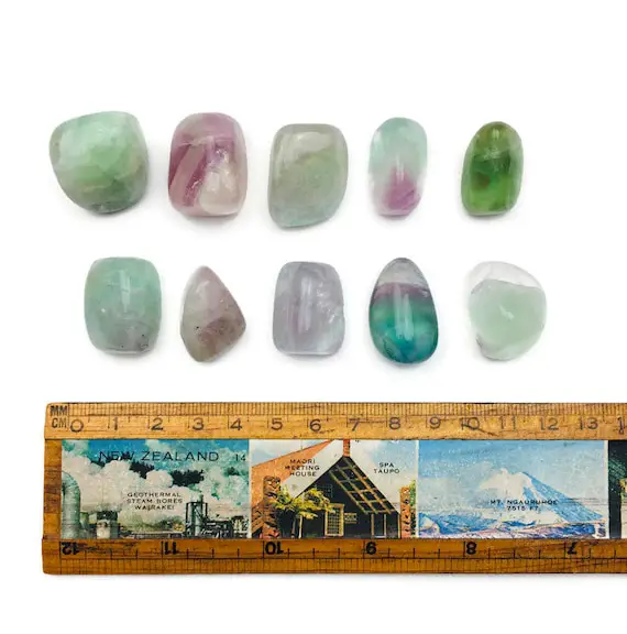 Fluorite Crystal (1) Rainbow Fluorite Tumbled Stone Aa Small Polished Crystal Natural Gemstone