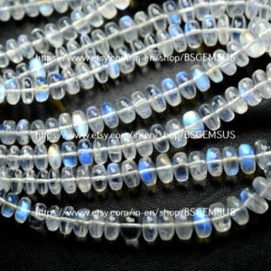 Shop Rainbow Moonstone Rondelle Beads! 15 Inch Strand, Finest Quality, Rainbow Moonstone Smooth Rondelles,Size. 5-9mm | Natural genuine rondelle Rainbow Moonstone beads for beading and jewelry making.  #jewelry #beads #beadedjewelry #diyjewelry #jewelrymaking #beadstore #beading #affiliate #ad