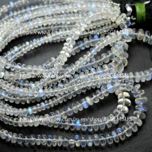 Shop Rainbow Moonstone Rondelle Beads! 15 Inch Strand, Finest Quality, Rainbow Moonstone Smooth Rondelles,Size. 3-6.5mm | Natural genuine rondelle Rainbow Moonstone beads for beading and jewelry making.  #jewelry #beads #beadedjewelry #diyjewelry #jewelrymaking #beadstore #beading #affiliate #ad