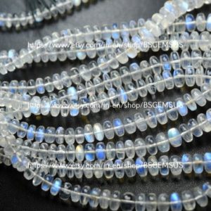 Shop Rainbow Moonstone Rondelle Beads! 15 Inch Strand, Finest Quality, Rainbow Moonstone Smooth Rondelles,Size. 3.5-6mm | Natural genuine rondelle Rainbow Moonstone beads for beading and jewelry making.  #jewelry #beads #beadedjewelry #diyjewelry #jewelrymaking #beadstore #beading #affiliate #ad