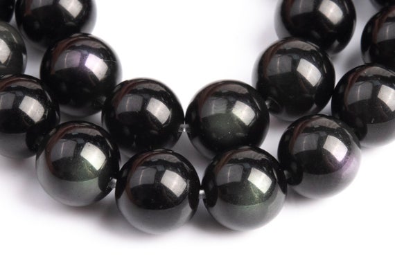 Genuine Natural Obsidian Gemstone Beads 8mm Rainbow Round A Quality Loose Beads (100713)