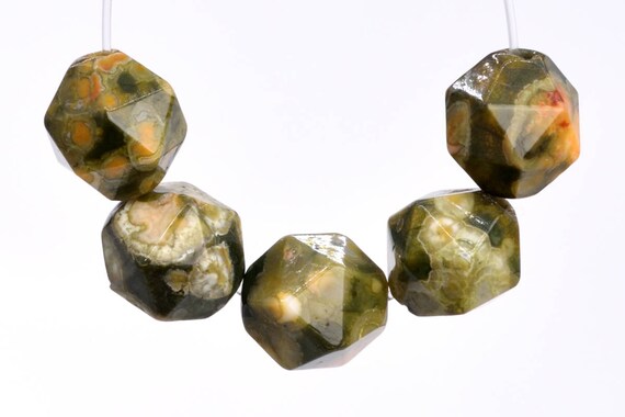 Genuine Natural Rhyolite Gemstone Beads 7-8mm Rainforest Star Cut Faceted Aaa Quality Loose Beads (102635)