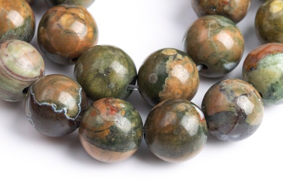 Genuine Natural Rhyolite Gemstone Beads 8mm Rainforest Round Aaa Quality Loose Beads (101763)