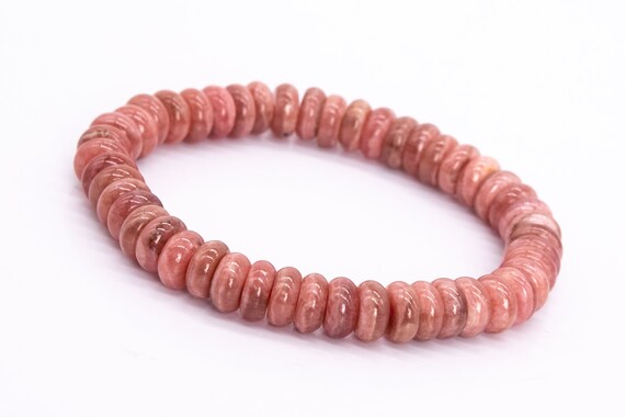 52 Pcs - 8x4mm Pink Brown Rhodochrosite Bracelet Argentina Grade Aa+ Genuine Natural Rondelle Gemstone Beads (115448)