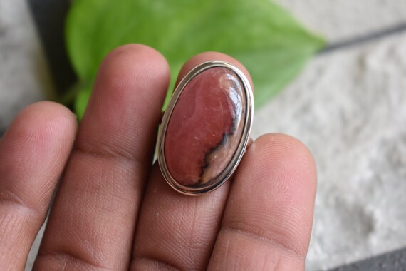 Natural Rhodochrosite Ring-925 Silver Ring-rhodochrosite Ring-pink Rhodochrosite Ring-handmade Ring-rhodochrosite Gemstone