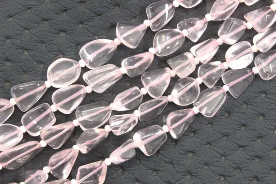 Finest Quality 1 Strand Natural Rose Quartz Gemstone, 14" Long Strand Smooth Nuggets Shape Beads, Size 6x8-7x10 Mm Making Jewelry Wholesale