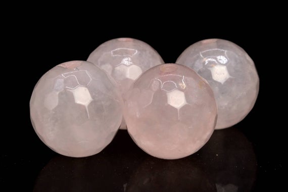 Rose Quartz Gemstone Beads 8mm Pink Micro Faceted Round A Quality Loose Beads (100847)