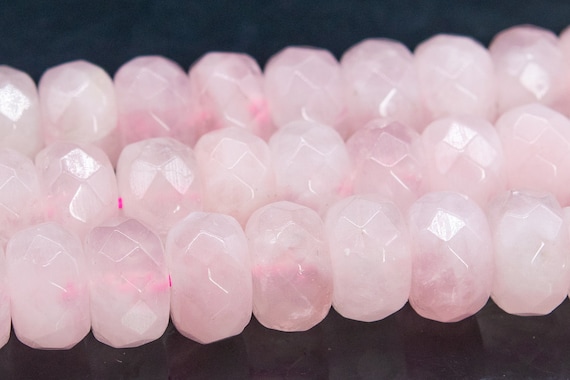 9-10mmx6mm Pink Rose Quartz Beads Grade A Genuine Natural Gemstone Faceted Rondelle Loose Beads 15" / 7.5" Bulk Lot Options (110559)
