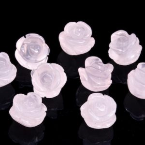 Shop Rose Quartz Bead Shapes! 5 Beads Rose Quartz Handcrafted Beads Rose Carved Genuine Natural Flower Gemstone 8MM 10MM 12MM 14MM Bulk Lot Options | Natural genuine other-shape Rose Quartz beads for beading and jewelry making.  #jewelry #beads #beadedjewelry #diyjewelry #jewelrymaking #beadstore #beading #affiliate #ad