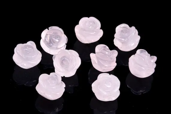 5 Beads Rose Quartz Handcrafted Beads Rose Carved Genuine Natural Flower Gemstone 8mm 10mm 12mm 14mm Bulk Lot Options