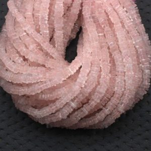 Shop Rose Quartz Bead Shapes! Good Quality 16" Long Natural Rose Quartz Heishi Beads,Smooth Square Beads,Rose Beads,Size 4-5 MM Pink Gemstone Beads For Jewelry, Wholesale | Natural genuine other-shape Rose Quartz beads for beading and jewelry making.  #jewelry #beads #beadedjewelry #diyjewelry #jewelrymaking #beadstore #beading #affiliate #ad