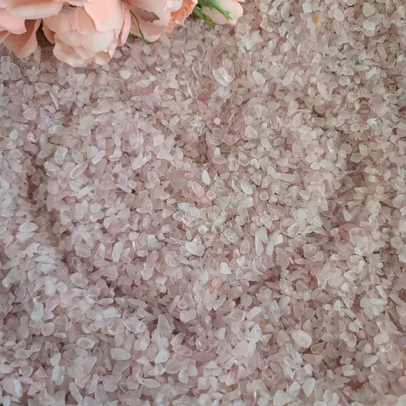 Tiny Tumbled Rose Quartz Sand Crystal Chips 1-5 Mm, Bulk Lots For Orgonites, Jewelry Making, Or Crystal Grids