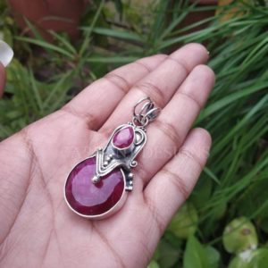 Shop Ruby Jewelry! Ruby Pendant Sterling Silver, Red Stone Pendant Handmade Artisan Boho Wedding Jewelry Unique Necklace Gift Mom Sis Wife Anniversary Birthday | Natural genuine Ruby jewelry. Buy handcrafted artisan wedding jewelry.  Unique handmade bridal jewelry gift ideas. #jewelry #beadedjewelry #gift #crystaljewelry #shopping #handmadejewelry #wedding #bridal #jewelry #affiliate #ad
