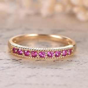 Ruby Engagement Ring Ruby Pave Wedding Band Ruby Wedding Band Stacking Match Band Bridal Wedding Ring Solid 14k White Gold Women Ruby Band | Natural genuine Array rings, simple unique alternative gemstone engagement rings. #rings #jewelry #bridal #wedding #jewelryaccessories #engagementrings #weddingideas #affiliate #ad