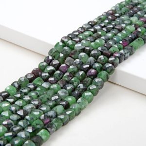 Shop Ruby Zoisite Faceted Beads! 4MM Ruby Zoisite Gemstone Grade AA Micro Faceted Square Cube Loose Beads (P6) | Natural genuine faceted Ruby Zoisite beads for beading and jewelry making.  #jewelry #beads #beadedjewelry #diyjewelry #jewelrymaking #beadstore #beading #affiliate #ad