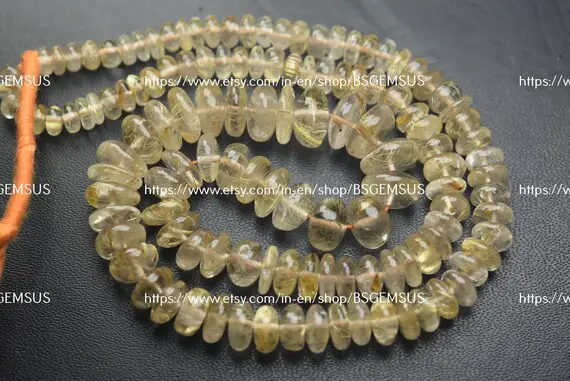 7 Inches Strand,natural Golden Rutilated Quartz Smooth Rondelle,size 8-6mm