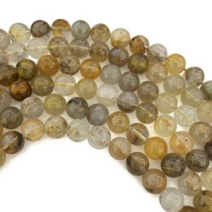 Shop Rutilated Quartz Round Beads! 8mm Rutilated Quartz Beads, Round Gemstone Beads, Wholesale Beads | Natural genuine round Rutilated Quartz beads for beading and jewelry making.  #jewelry #beads #beadedjewelry #diyjewelry #jewelrymaking #beadstore #beading #affiliate #ad