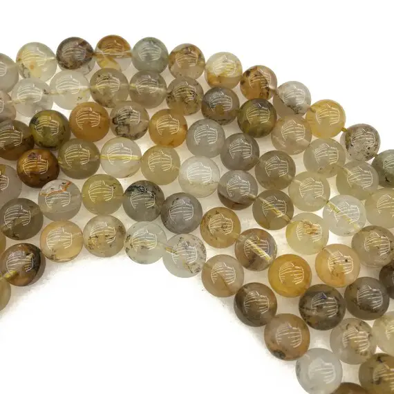 8mm Rutilated Quartz Beads, Round Gemstone Beads, Wholesale Beads