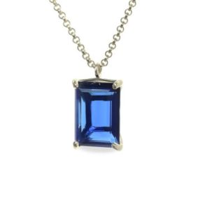 Shop Sapphire Necklaces! Sapphire Necklace · Emerald Cut Gemstone Necklace · Precious Necklace · Custom Cut Necklace · Bridal Necklace Wedding | Natural genuine Sapphire necklaces. Buy handcrafted artisan wedding jewelry.  Unique handmade bridal jewelry gift ideas. #jewelry #beadednecklaces #gift #crystaljewelry #shopping #handmadejewelry #wedding #bridal #necklaces #affiliate #ad