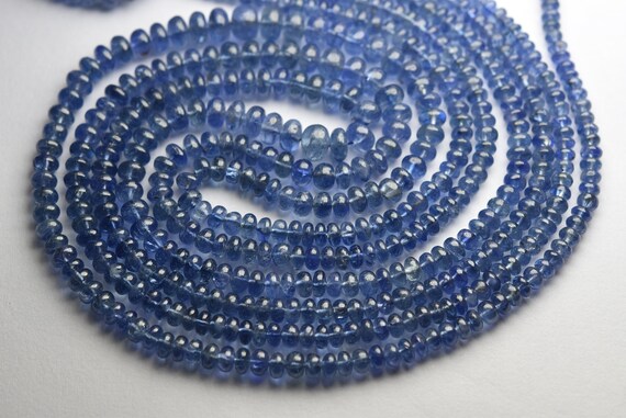 14 Inches Strand,superb-finest Quality,natural Burmese Blue Sapphire Smooth Rondelles,size.3-5m