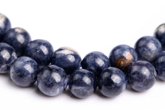 Genuine Natural Sapphire Gemstone Beads 5-6mm Deep Blue Round A Quality Loose Beads (116904)