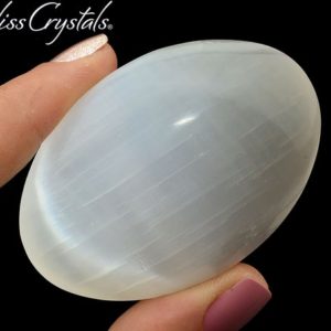 Shop Selenite Shapes! SELENITE Large Oval Palm Stone "Moonglow" Polished 2.4" for Cleansing #SL50 | Natural genuine stones & crystals in various shapes & sizes. Buy raw cut, tumbled, or polished gemstones for making jewelry or crystal healing energy vibration raising reiki stones. #crystals #gemstones #crystalhealing #crystalsandgemstones #energyhealing #affiliate #ad
