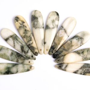 Shop Serpentine Pendants! 2 Pcs – 45x11x5MM Serpentine Jade Pendant Gray Green Teardrop Flat Back Genuine Natural Drilled Cabochon (116842) | Natural genuine Serpentine pendants. Buy crystal jewelry, handmade handcrafted artisan jewelry for women.  Unique handmade gift ideas. #jewelry #beadedpendants #beadedjewelry #gift #shopping #handmadejewelry #fashion #style #product #pendants #affiliate #ad