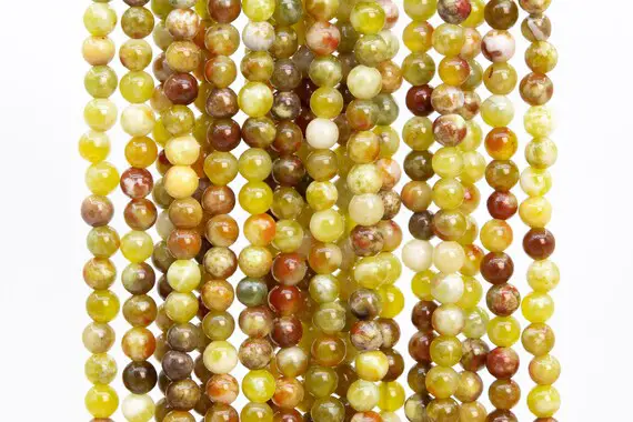 Genuine Natural Serpentine Gemstone Beads 4mm Yellow Green Round Aaa Quality Loose Beads (112531)