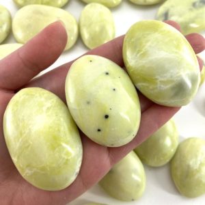 Shop Palm Stones! Serpentine Palm stone, yellow serpentine palmstone, pocket stone, worry stone, serpentine | Natural genuine stones & crystals in various shapes & sizes. Buy raw cut, tumbled, or polished gemstones for making jewelry or crystal healing energy vibration raising reiki stones. #crystals #gemstones #crystalhealing #crystalsandgemstones #energyhealing #affiliate #ad