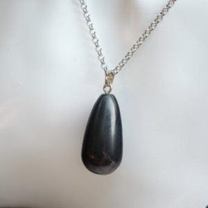 Shop Shungite Pendants! Shungite Smooth Tear Drop Pendant Necklace Choose Sterling Silver or Black Cotton Cord | Natural genuine Shungite pendants. Buy crystal jewelry, handmade handcrafted artisan jewelry for women.  Unique handmade gift ideas. #jewelry #beadedpendants #beadedjewelry #gift #shopping #handmadejewelry #fashion #style #product #pendants #affiliate #ad