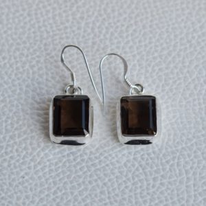 Shop Smoky Quartz Earrings! Natural Smoky Topaz Earrings, 925 Sterling Silver, Birthday Gift for Her, Handmade Earrings, Baguette Topaz Earrings, Capricorn Birthstone | Natural genuine Smoky Quartz earrings. Buy crystal jewelry, handmade handcrafted artisan jewelry for women.  Unique handmade gift ideas. #jewelry #beadedearrings #beadedjewelry #gift #shopping #handmadejewelry #fashion #style #product #earrings #affiliate #ad
