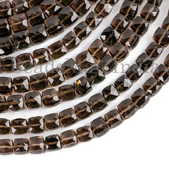 Smoky Quartz Faceted Cube Shape Beads, Smoky Quartz Faceted Beads, Smoky Quartz Box Shape Beads, Smoky Quartz Beads, Jewelry Making