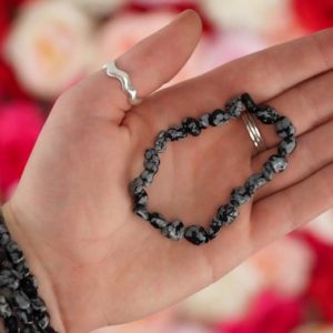 Shop Snowflake Obsidian Bracelets! Snowflake Obsidian Tumbled Stone Bracelet | Natural genuine Snowflake Obsidian bracelets. Buy crystal jewelry, handmade handcrafted artisan jewelry for women.  Unique handmade gift ideas. #jewelry #beadedbracelets #beadedjewelry #gift #shopping #handmadejewelry #fashion #style #product #bracelets #affiliate #ad