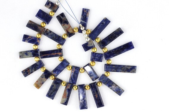Natural Sodalite Flat Rectangle Shape Beads Sodalite Stone Blue Color Natural Stone Smooth Necklace Stone Sodalite Stone Blue Sodalite Beads