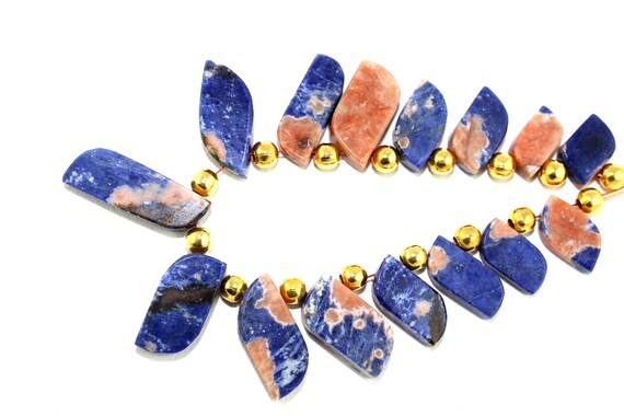 Natural Sodalite Flat S Shape Beads Sodalite Stone Blue Color Natural Stone Smooth Stone Fancy Necklace Stone Sodalite Stone Blue Sodalite