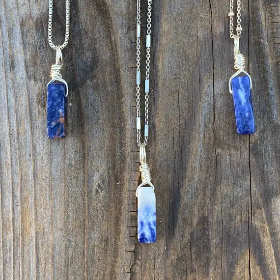 Chakra Jewelry / Sodalite / Sodalite Pendant / Sodalite Necklace /  Dainty Sodalite / Reiki Jewelry / Blue Sodalite / Sterling Silver