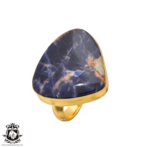 Shop Sodalite Rings! Size 6.5 – Size 8 Sodalite Ring Meditation Ring 24K Gold Ring GPR194 | Natural genuine Sodalite rings, simple unique handcrafted gemstone rings. #rings #jewelry #shopping #gift #handmade #fashion #style #affiliate #ad