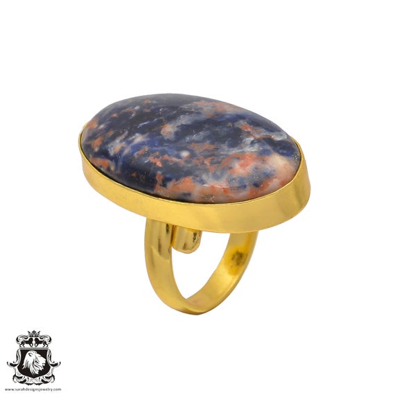 Sodalite Ring Meditation Ring 24k Gold Ring Gpr198 Sodalite Ring Meditation Ring 24k Gold Ring Gpr198