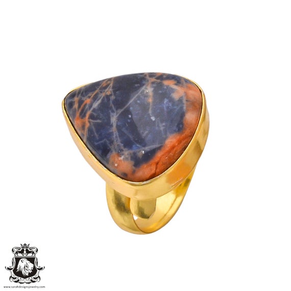Sodalite Ring Meditation Ring 24k Gold Ring Gpr197