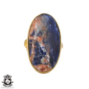 Shop Sodalite Rings! Size 7.5 – Size 9 Sodalite Ring Meditation Ring 24K Gold Ring GPR193 | Natural genuine Sodalite rings, simple unique handcrafted gemstone rings. #rings #jewelry #shopping #gift #handmade #fashion #style #affiliate #ad