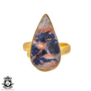 Shop Sodalite Rings! Size 8.5 – Size 10 Sodalite Ring Meditation Ring 24K Gold Ring GPR192 | Natural genuine Sodalite rings, simple unique handcrafted gemstone rings. #rings #jewelry #shopping #gift #handmade #fashion #style #affiliate #ad