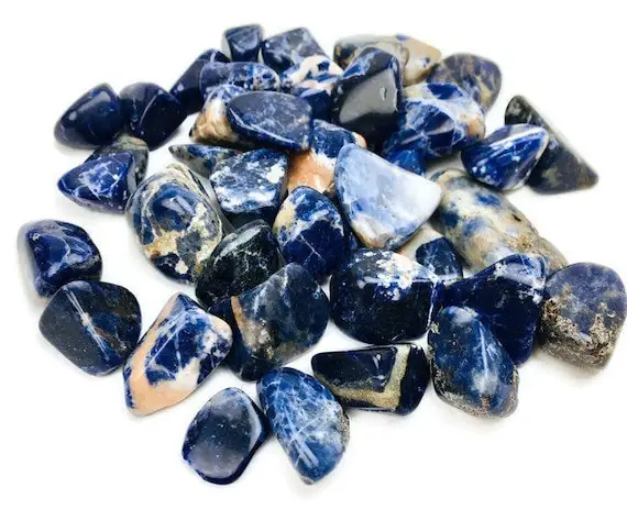Sodalite Crystal (100g) Tumbled Blue Sodalite Medium Crystal Polished Bulk Natural Gemstone Sodalite Blue White Stone Tumbled Crystal